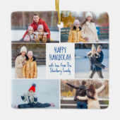 Hanukkah Family Photo Collage Cute Custom 2 Sided セラミックオーナメント (正面)