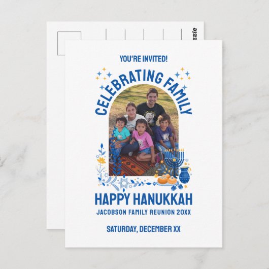 HANUKKAH FAMILY REUNION Customizable Photo ポストカード (正面/裏面)