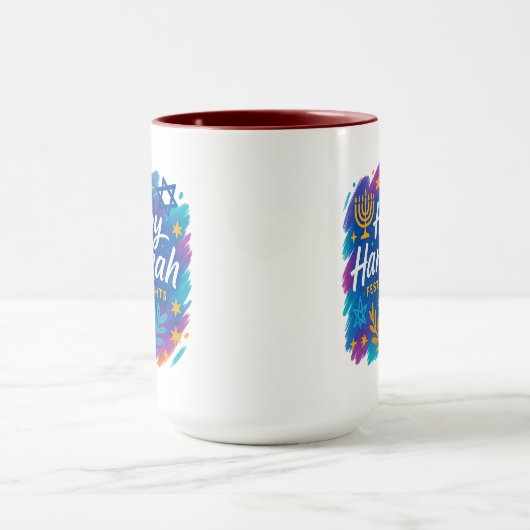 Hanukkah Festival of Lights Art – Combo Mug マグカップ (中央)