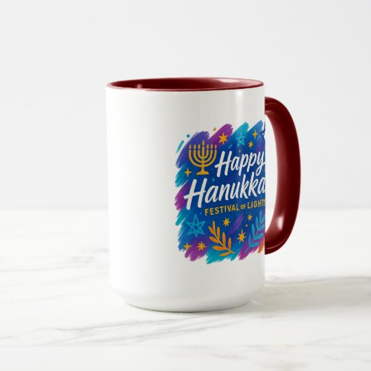 Hanukkah Festival of Lights Art – Combo Mug マグカップ (正面右)