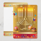 Hanukkah Festival of Lights Beautiful Jewish シーズンカード (正面/裏面)