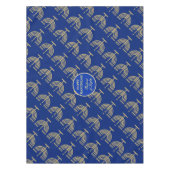 Hanukkah Festival Party Gold Menorah blue pattern テーブルクロス (正面)
