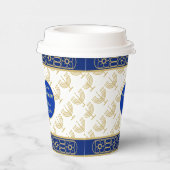 Hanukkah Festival Party Gold Menorah blue pattern 紙コップ (右)