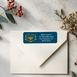 HANUKKAH Floral Wreath Menorah Return Address ラベル