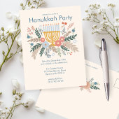 Hanukkah Florals Hand-draw CUSTOM Party Invitation ポストカード