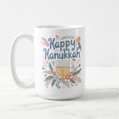 Hanukkah FLorals Hand-drawn Art  コーヒーマグカップ (左)