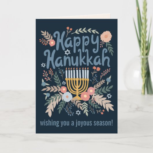 Hanukkah FLorals Hand-drawn Art CUSTOM  シーズンカード (正面)