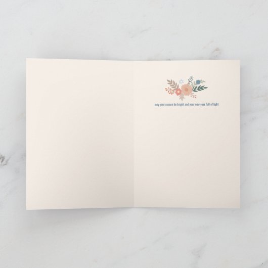 Hanukkah FLorals Hand-drawn Art CUSTOM  シーズンカード (内部)