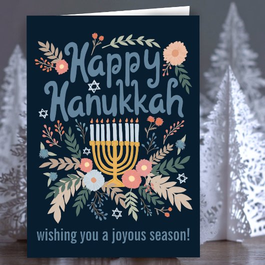 Hanukkah FLorals Hand-drawn Art CUSTOM シーズンカード