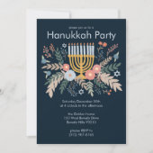 Hanukkah FLorals Hand-drawn Art CUSTOM Party 招待状 (正面)