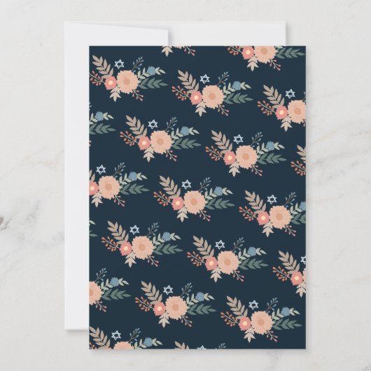 Hanukkah FLorals Hand-drawn Art CUSTOM Party 招待状 (裏面)