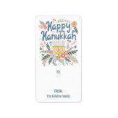 Hanukkah FLorals Hand-drawn CUSTOM TO FROM Gift ラベル (正面)
