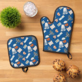 Hanukkah Fun Oven Mitt Set 鍋つかみ&鍋敷きセット (トップダウン)