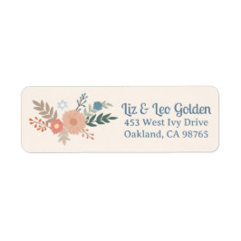 HANUKKAH Hand-Drawn FLoral CUSTOM Return Address  ラベル