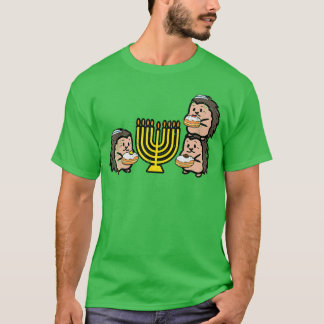 Hanukkah Hedgehogs Chanukah Jewish Men Women Boys  Tシャツ