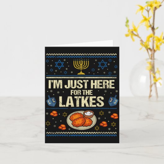 Hanukkah Im Just Here For The Latkes Chanukah Hanu カード (黄色い花)