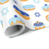 Hanukkah Jelly Donut Star of David Wrapping Paper ラッピングペーパー (ロールコーナー)