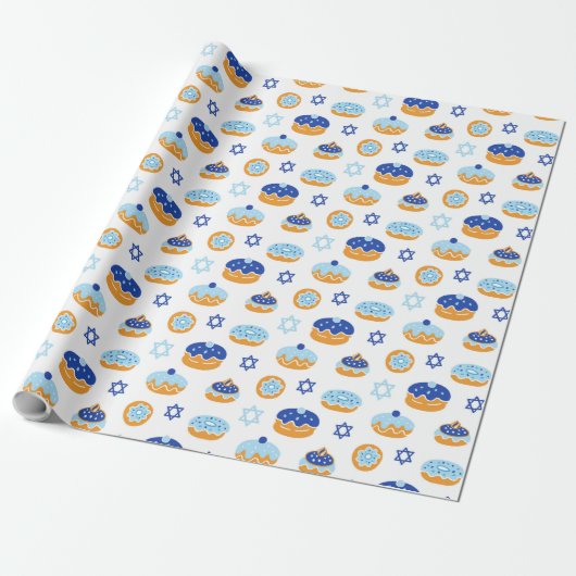 Hanukkah Jelly Donut Star of David Wrapping Paper ラッピングペーパー (アンロールド)