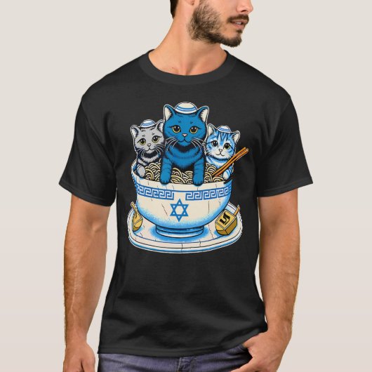 Hanukkah Jewish Cats Ramen s Chanukah Hanukkah Pj Tシャツ (正面)