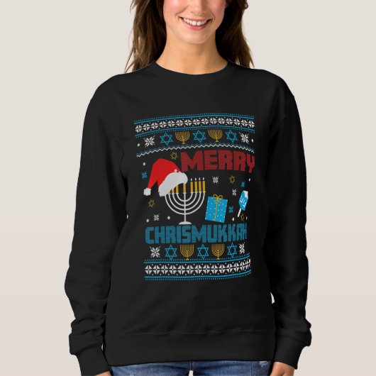 Hanukkah Jewish Christmas Chrismukkah Sweater スウェットシャツ (正面)