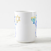 Hanukkah Jewish cute snowman Menorah Star of David コーヒーマグカップ (中央)