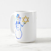 Hanukkah Jewish cute snowman Menorah Star of David コーヒーマグカップ (正面左)