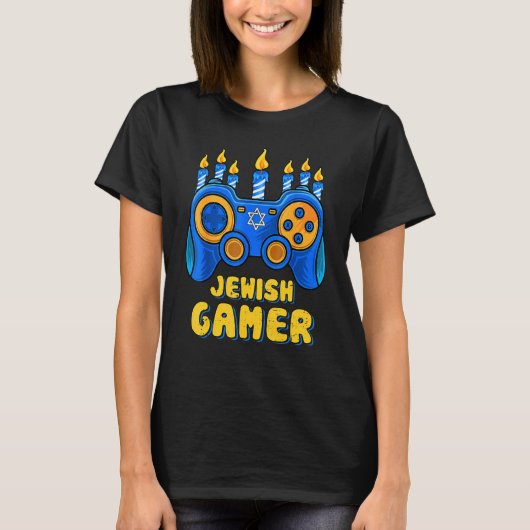 Hanukkah Jewish Video Game Controller Gamer Chanuk Tシャツ (正面)