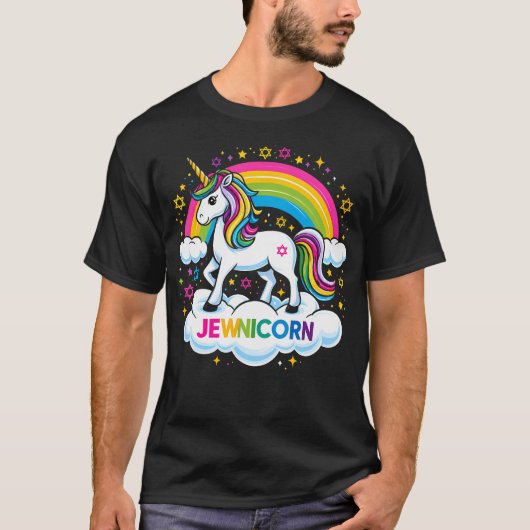 Hanukkah Jewnicorn Funny Jewish Unicorn Tシャツ (正面)