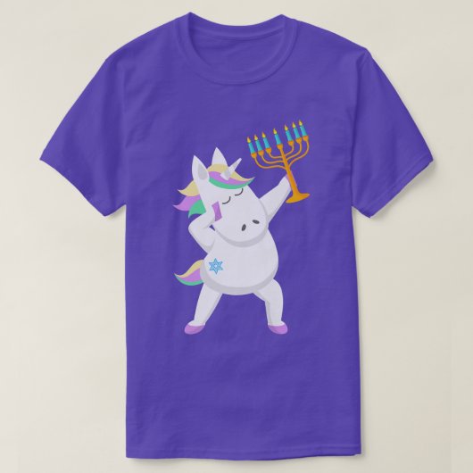 Hanukkah Jewnicorn Unicorn（ユダヤ教）メノラースターOf David F Tシャツ (デザイン正面)
