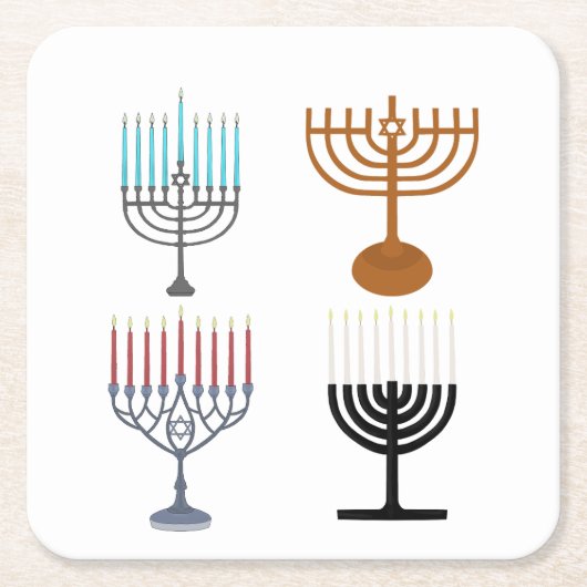 Hanukkah Judaism Jew Religion スクエアペーパーコースター (正面)