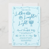 Hanukkah Latke Laughter Light Teal Doodles Party 招待状 (正面)