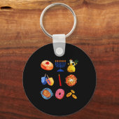 Hanukkah Latke Menorah Dreidel Donut Chanukah Jewi キーホルダー (正面)