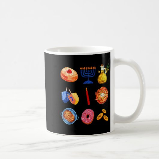 Hanukkah Latke Menorah Dreidel Donut Chanukah Jewi コーヒーマグカップ (右)