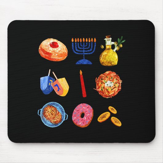 Hanukkah Latke Menorah Dreidel Donut Chanukah Jewi マウスパッド (正面)