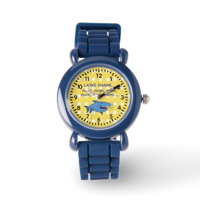 Hanukkah Latke Shark Watch Personalize 腕時計 (正面)