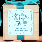 Hanukkah Latkes Laughter Light Teal Hand Drawn Fun スクエアシール