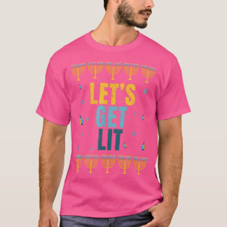 Hanukkah Lets Get Lit Vintage Funny Jewish Holiday Tシャツ