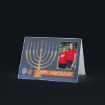 Hanukkah Lights Greeting Card with Photo シーズンカード<br><div class="desc">共有ハヌカーの美しいデザインで家族の写真！</div>