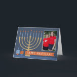 Hanukkah Lights Greeting Card with Photo シーズンカード<br><div class="desc">共有ハヌカーの美しいデザインで家族の写真！</div>