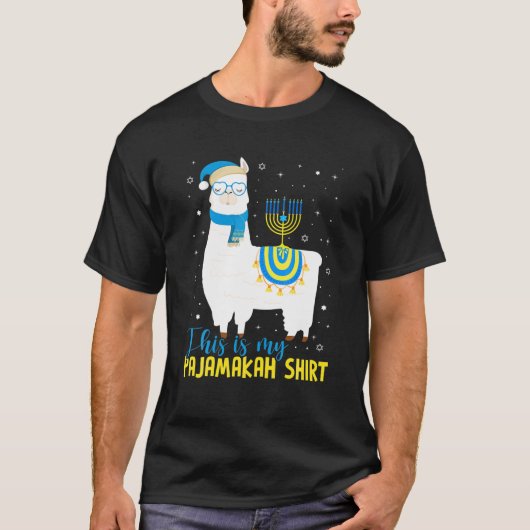 Hanukkah Llama Christmas Happy Llamakah Pajamas Fu Tシャツ (正面)