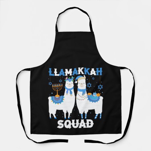Hanukkah Llama Christmas Happy Llamakah Squad Cute エプロン (正面)