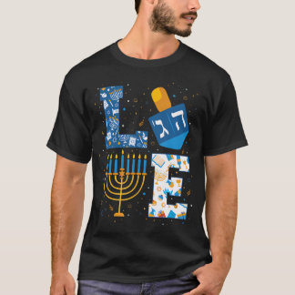 Hanukkah Love With Menorah For Jewish Christmas Ho Tシャツ