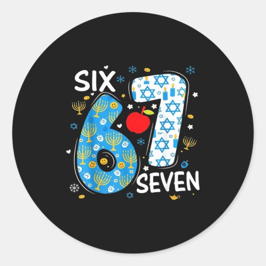 Hanukkah Menorah Dreidel 67 Festive Chanukah Six S ラウンドシール (正面)