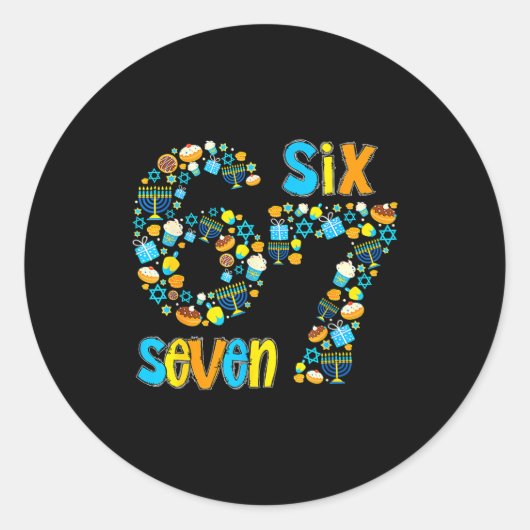 Hanukkah Menorah Dreidel 67 Festive Chanukah Six S ラウンドシール (正面)