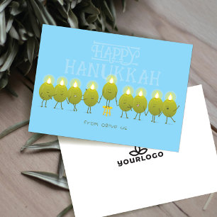 Hanukkah Menorah Olives   ベビーブルーの会社ロゴ シーズンカード
