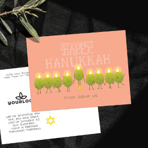 Hanukkah Menorah Olives   Peach Company Logo ポストカード