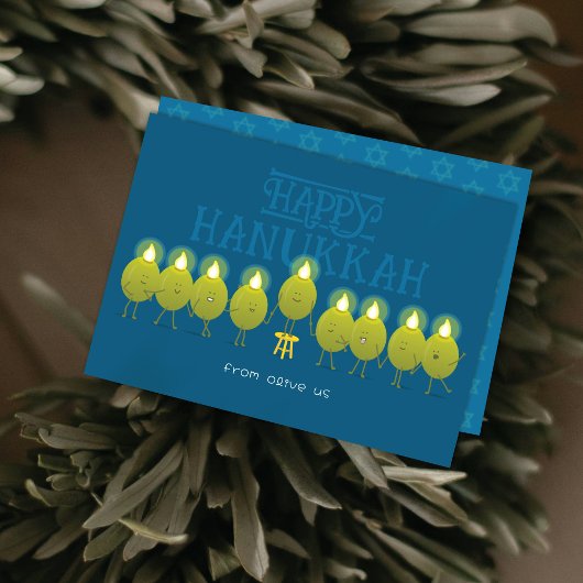 Hanukkah Menorah Olives | Teal Blue Group シーズンカード