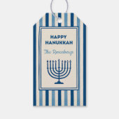 Hanukkah Menorah Stripes Trendy Custom  ギフトタグ (正面)