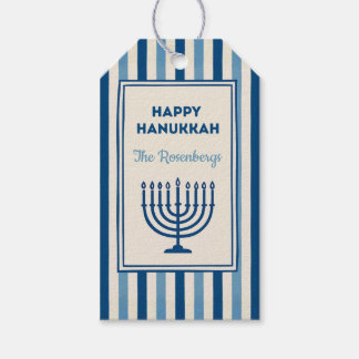 Hanukkah Menorah Stripes Trendy Custom  ギフトタグ