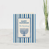 Hanukkah Menorah Stripes Trendy Custom  シーズンカード (正面)